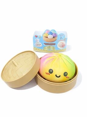 Squeeze Dumpling Toy - Rainbow Smiley Steam Basket
